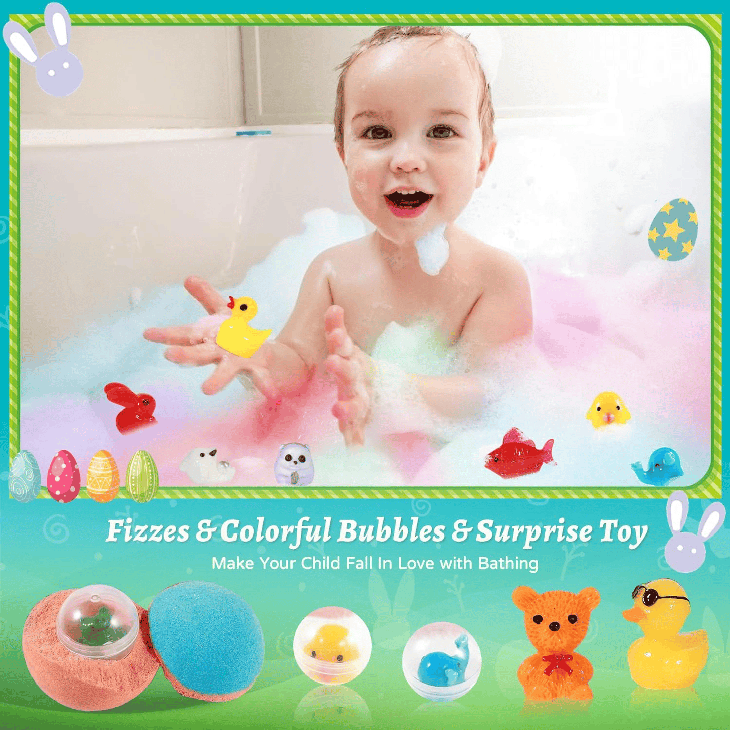 🔥LAST DAY 50% OFF - 🛁 Natural Bath Bombs for Kids with Mega Bubbles & Surprise Inside 🥚✨